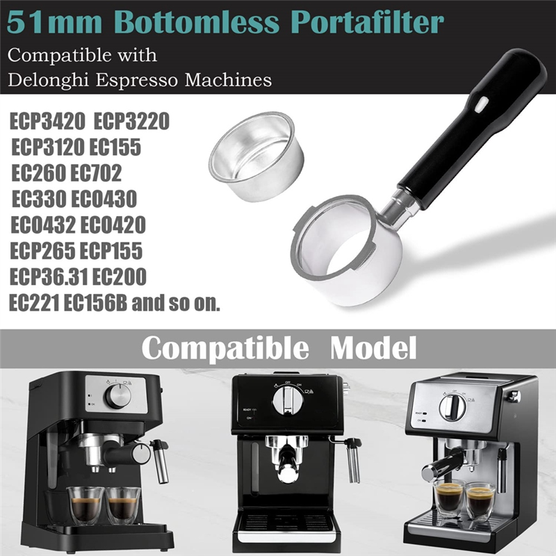 Delonghi Espresso Ecp3420 - Porte-filtre sans fond ABYN-51Mm, 2 oreilles