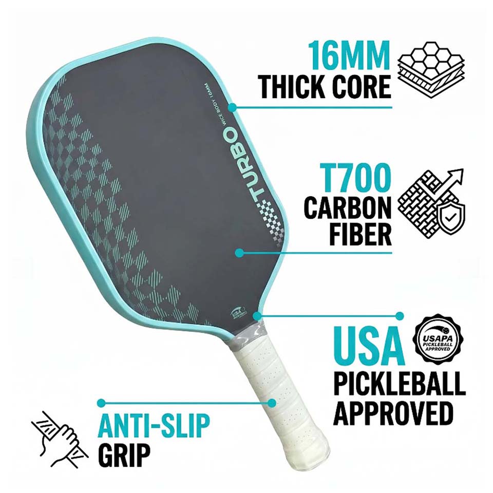 Raquette de pickleball TURBO T - Crepe Pan Carbon avis et prix